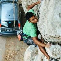 Azlan Zarool making First Ascent of Abang US