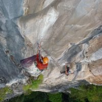 Patrick belaying Trevis in the fifth pitch of 